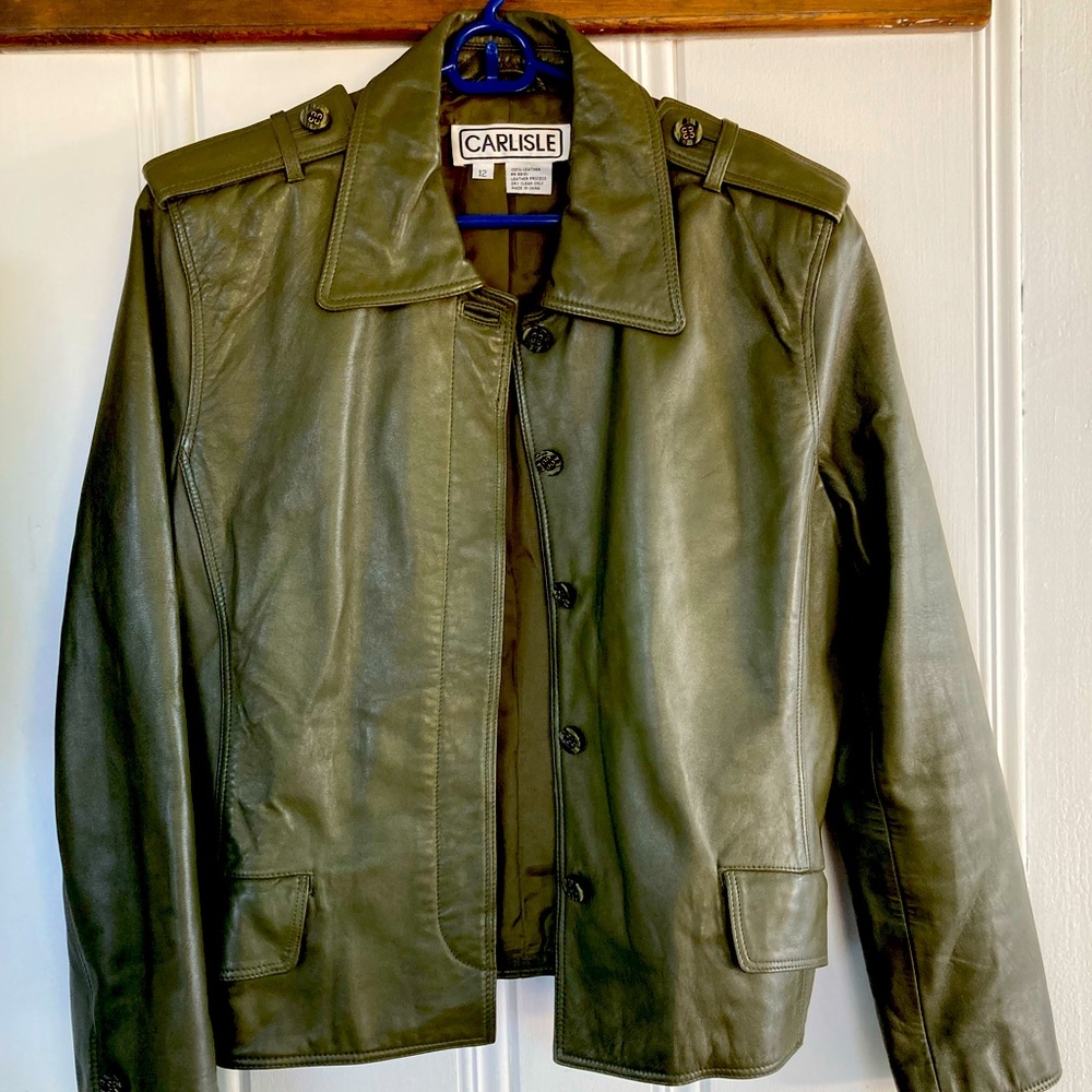 Olive vintage real leather Carlisle jacket